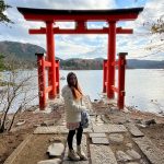 Hakone szentély vízben álló torii kapuja, Hakone, Japán
