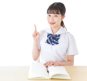 Japán lány egyenruhában tanul, japán tanulás